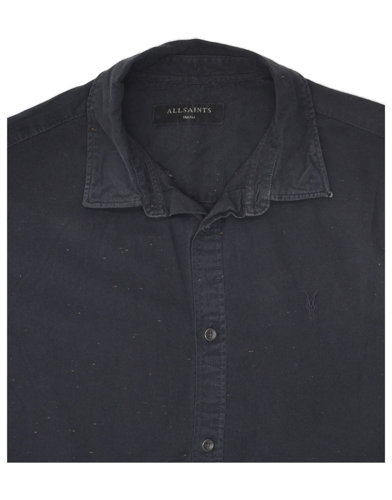 ALL SAINTS Mens Shirt Small Navy Blue Spotted Cotton | Vintage All Saints | Thrift | Second-Hand All Saints | Used Clothing | Messina Hembry 