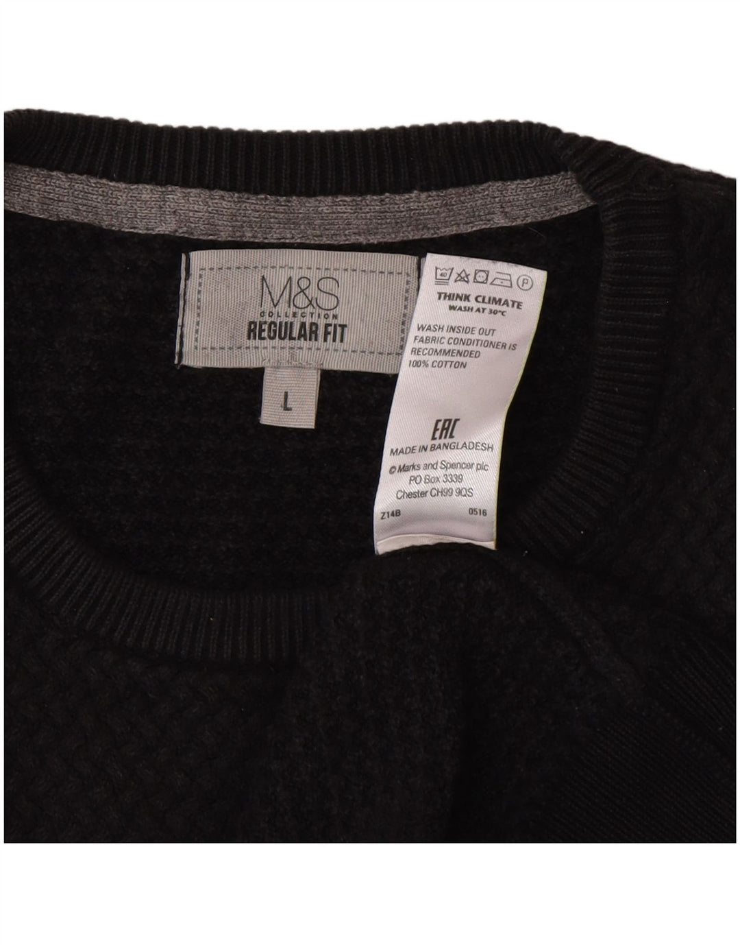 Marks & Spencer Mens Regular Fit Crew Neck Jumper Sweater Large Black
