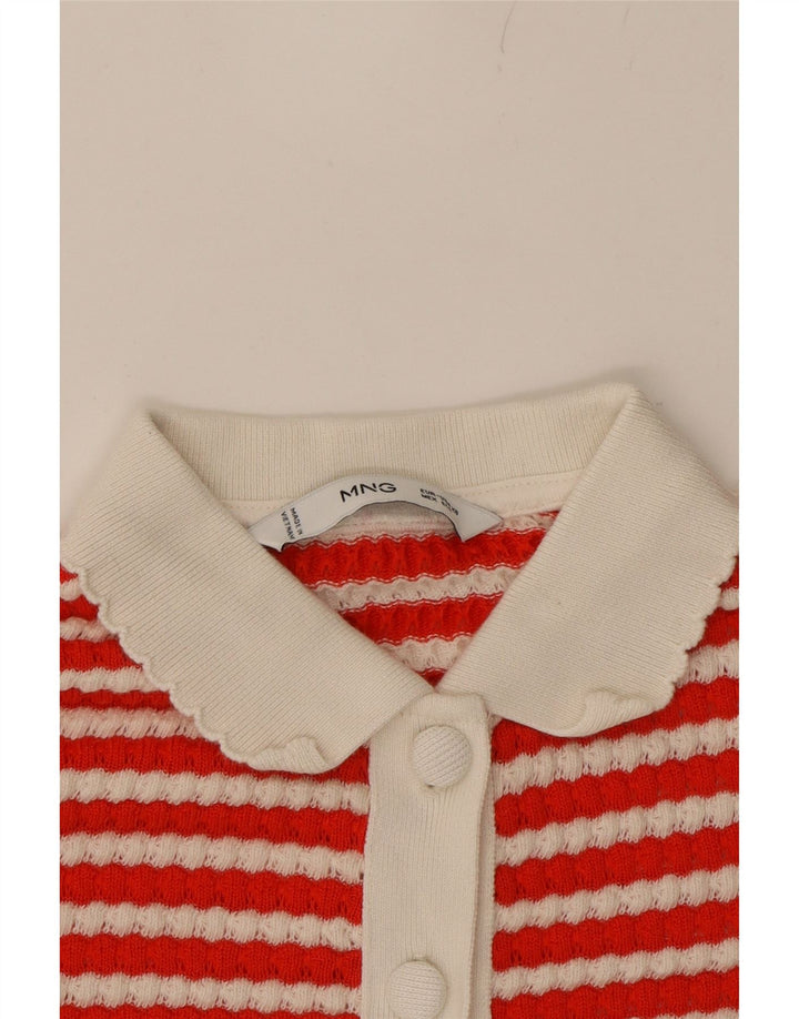 MANGO Girls Blouse Top 7-8 Years XS Red Striped Cotton Vintage Mango and Second-Hand Mango from Messina Hembry 