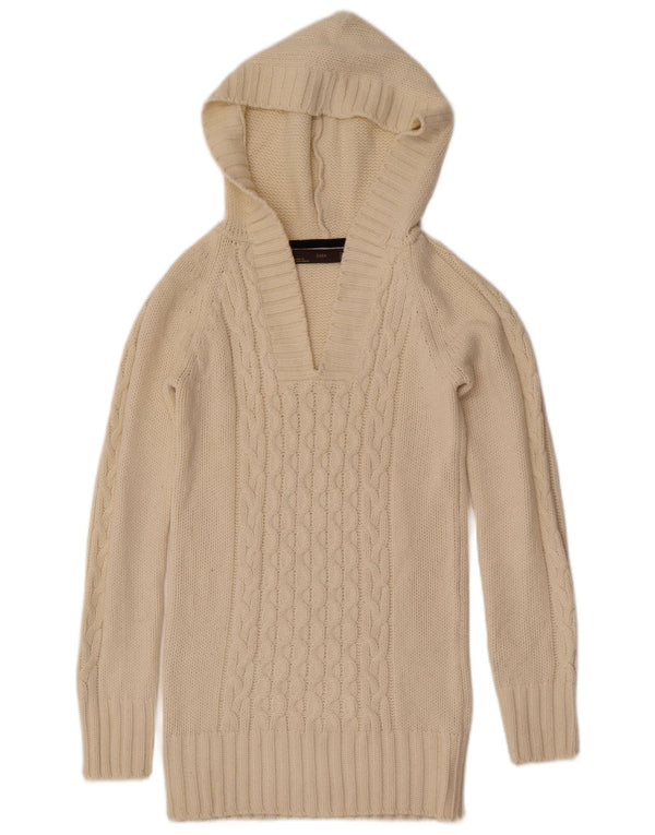 Zara Womens Hooded Jumper Sweater UK 12 Medium Off White