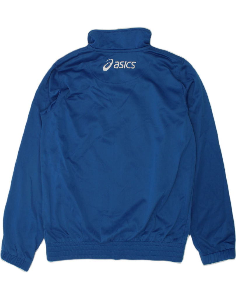 ASICS Boys Graphic Tracksuit Top Jacket 9-10 Years Blue Colourblock | Vintage Asics | Thrift | Second-Hand Asics | Used Clothing | Messina Hembry 