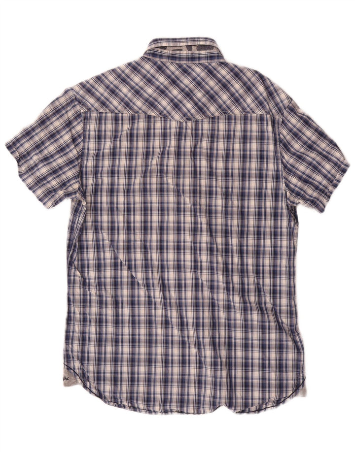 Napapijri Mens Short Sleeve Shirt Medium Navy Blue Check