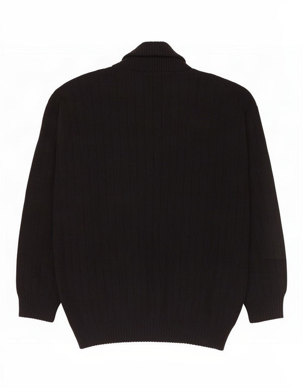 Finnegan Mens Cardigan Sweater Large Black Fair Isle Acrylic