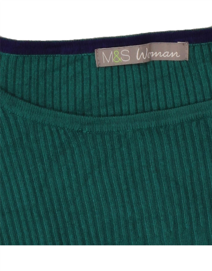 MARKS & SPENCER Womens Boat Neck Jumper Sweater UK 10 Small Green Vintage Marks & Spencer and Second-Hand Marks & Spencer from Messina Hembry 