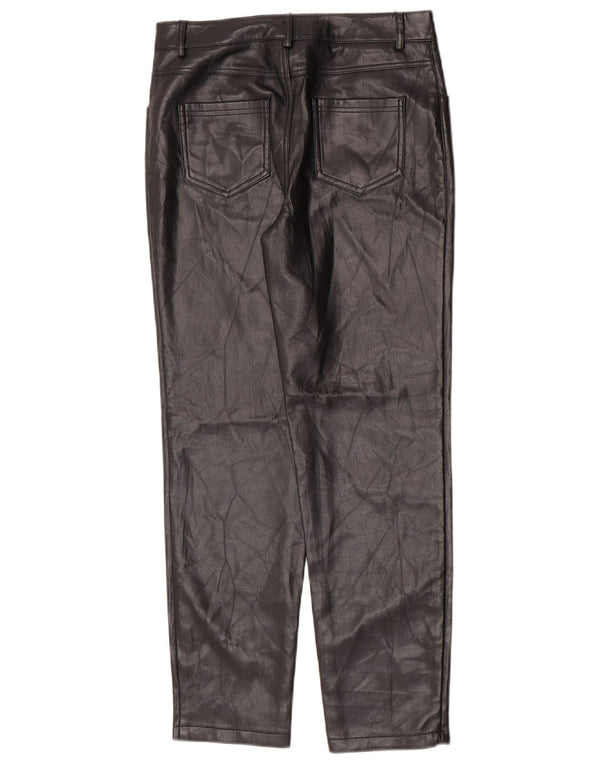 Guess Womens Tapered Faux Leather Trousers UK 14 Medium W28 L26 Black