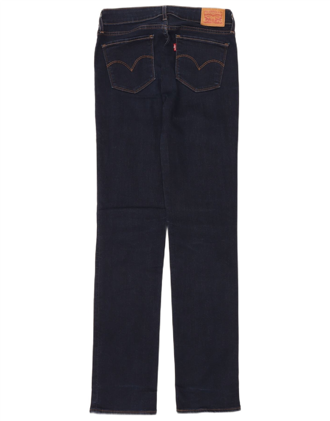 LEVI'S Womens 714 Straight Jeans W27 L32 Navy Blue Cotton