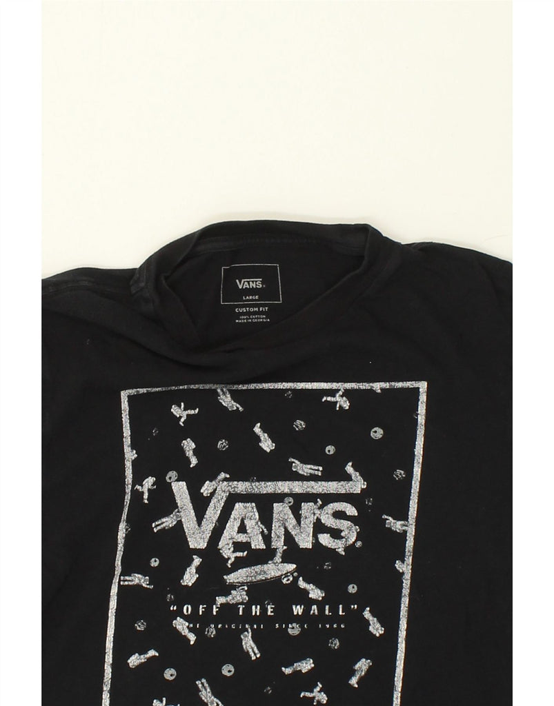 VANS Girls Custom Fit Graphic T-Shirt Top 13-14 Years Large Black Cotton | Vintage Vans | Thrift | Second-Hand Vans | Used Clothing | Messina Hembry 