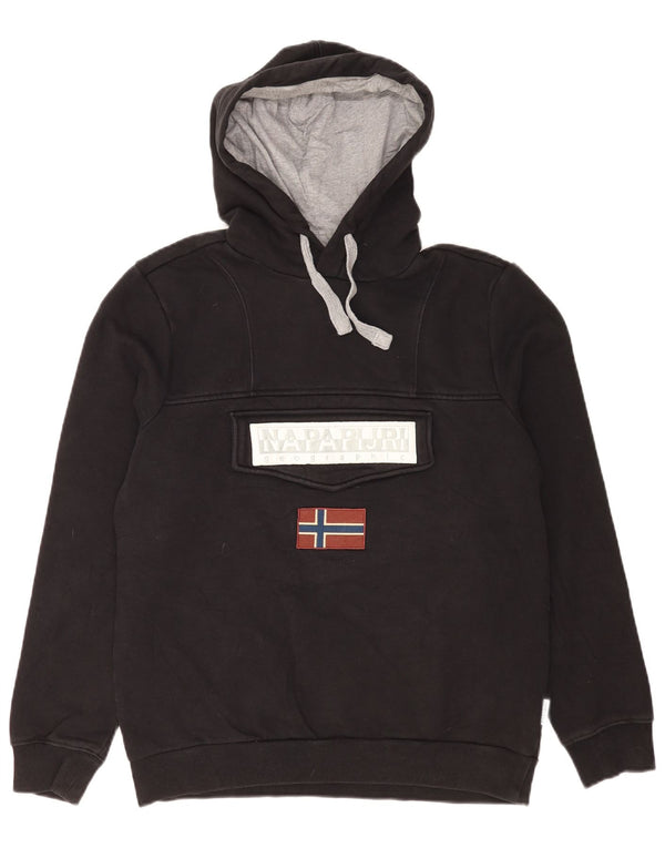 Napapijri Mens Graphic Regular Fit Hoodie Jumper Medium Black Cotton