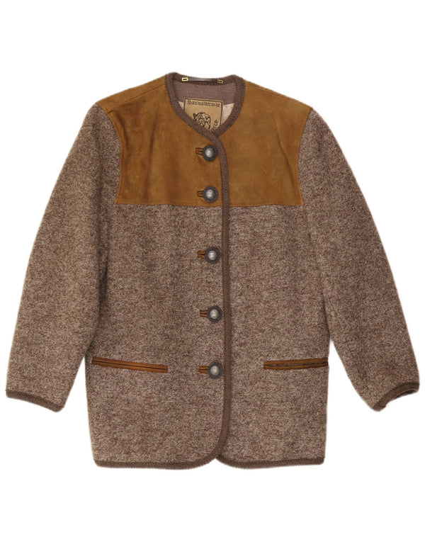 Vintage Womens 5 Button Blazer Jacket UK 14 Medium Brown Colourblock