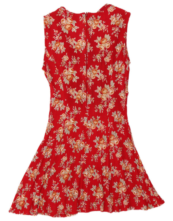 Onyx Womens Sleeveless A-Line Dress UK 12 Medium Red Floral