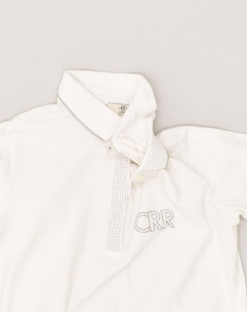 CERRUTI 1881 Womens Long Sleeve Polo Shirt UK 6 XS White Cotton | Vintage Cerruti 1881 | Thrift | Second-Hand Cerruti 1881 | Used Clothing | Messina Hembry 