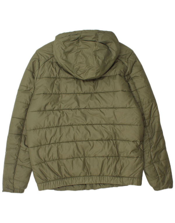 Nike Mens Hooded Padded Jacket UK 38 Medium Khaki Polyester