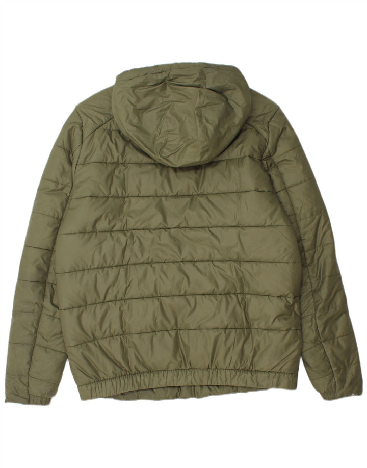 Nike Mens Hooded Padded Jacket UK 38 Medium Khaki Polyester
