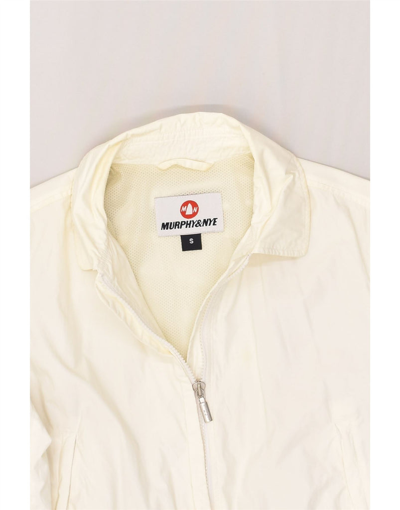 MURPHY & NYE Womens Bomber Jacket UK 10 Small White Cotton | Vintage Murphy & Nye | Thrift | Second-Hand Murphy & Nye | Used Clothing | Messina Hembry 