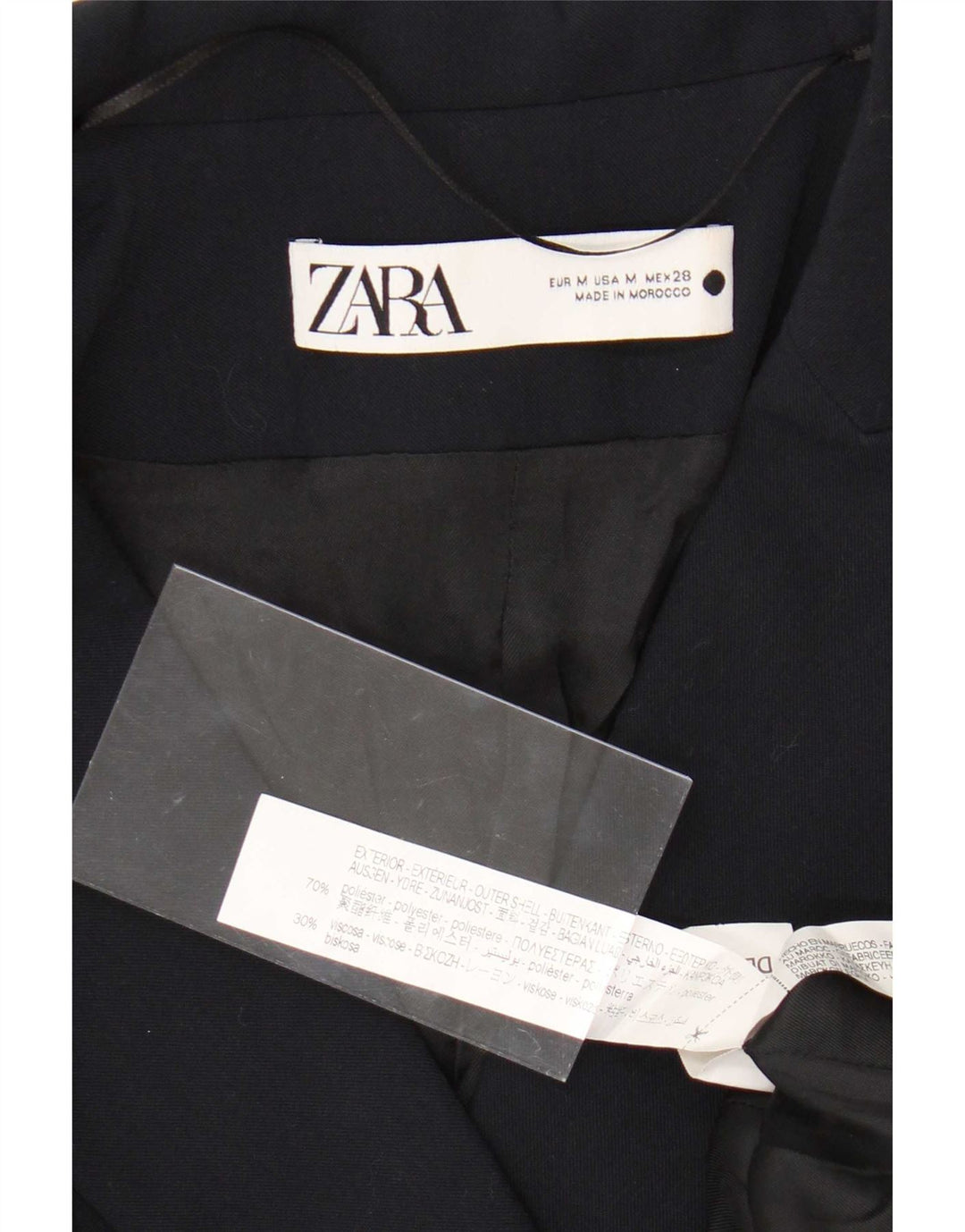 Zara Womens Double Breasted Coat UK 12 Medium Navy Blue Polyester