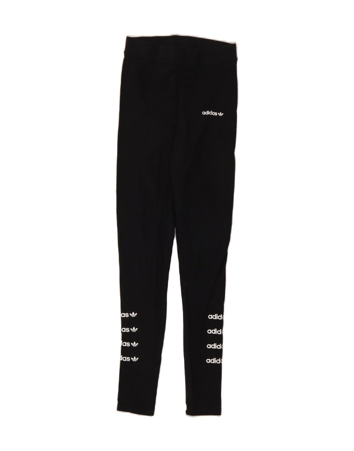 ADIDAS Womens Graphic Leggings UK 6 XS Black Vintage Adidas and Second-Hand Adidas from Messina Hembry 