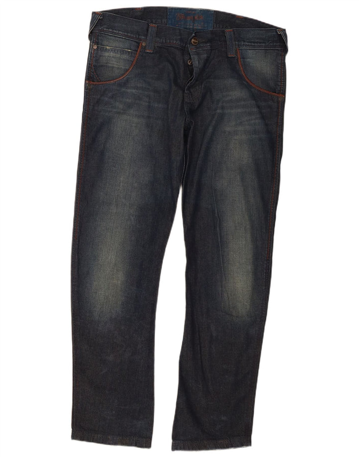 Wrangler Womens Floyd Straight Jeans W34 L30 Navy Blue Cotton