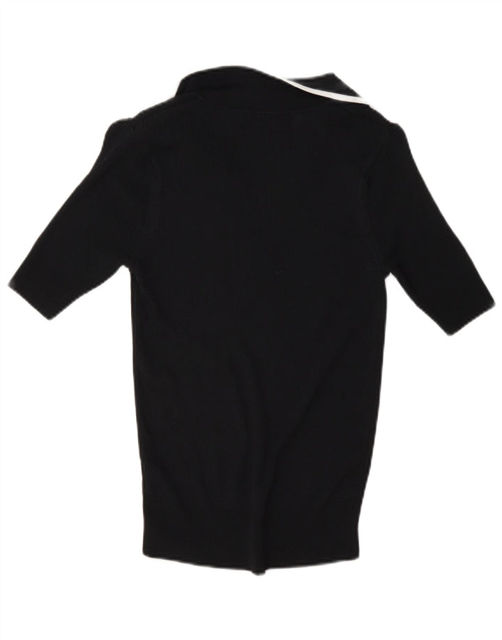 Marks & Spencer Womens Polo Shirt UK 8 Small Black Viscose