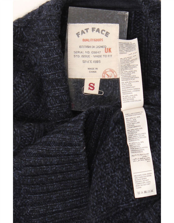 Fat Face Mens Boat Neck Jumper Sweater Small Navy Blue Wool