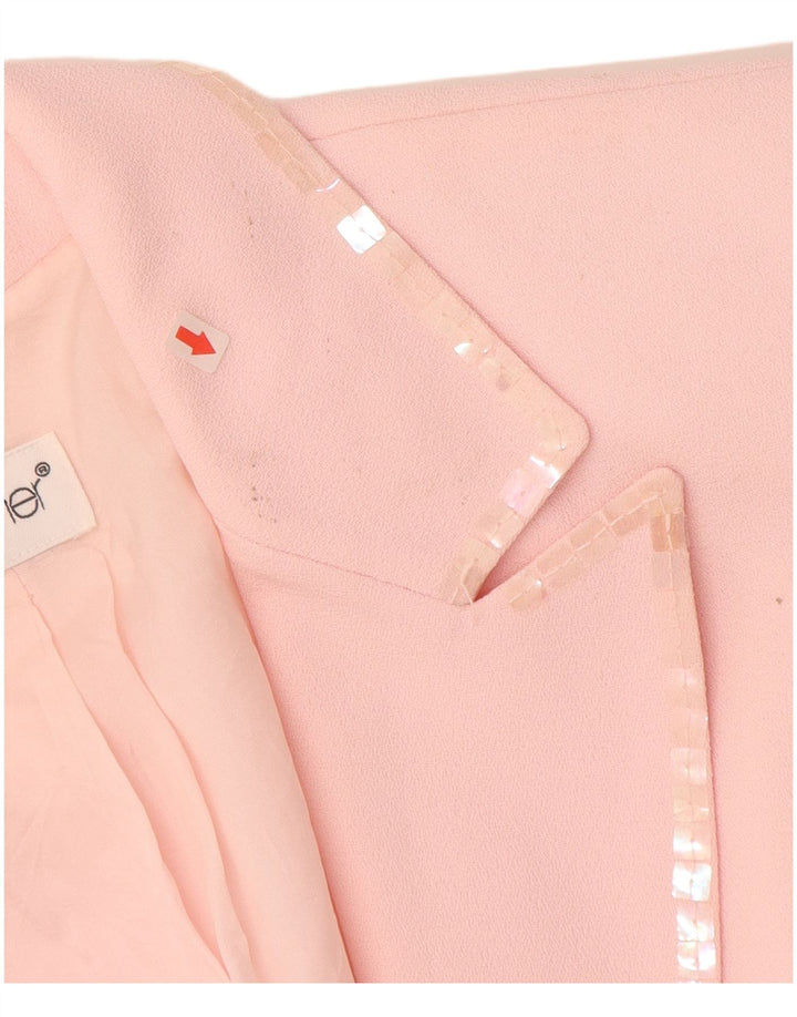 TOGETHER Womens 1 Button Blazer Jacket UK 12 Medium  Pink Polyester