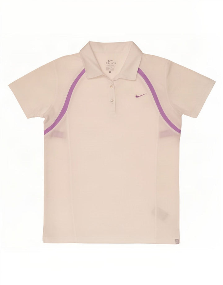 Nike Womens Dri Fit Polo shirt UK 12/14 Medium White Polyester