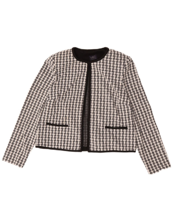 Marks & Spencer Womens Bolero Jacket UK 12 Medium Black Check Polyester