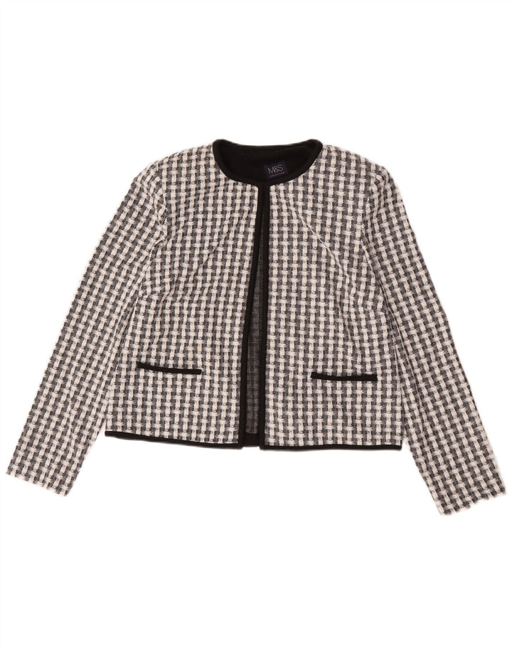Marks & Spencer Womens Bolero Jacket UK 12 Medium Black Check Polyester