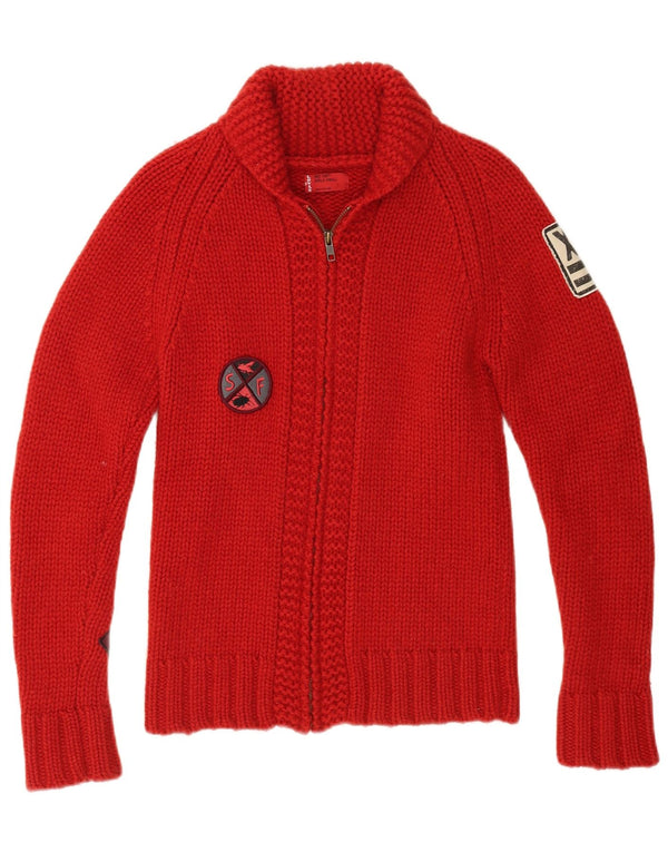 LEVI'S Girls Graphic Cardigan Sweater 10-11 Years Small  Red Wool