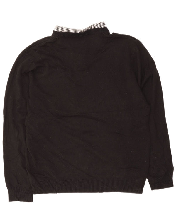 Pierre Cardin Mens Polo Neck Jumper Sweater XL Black Acrylic