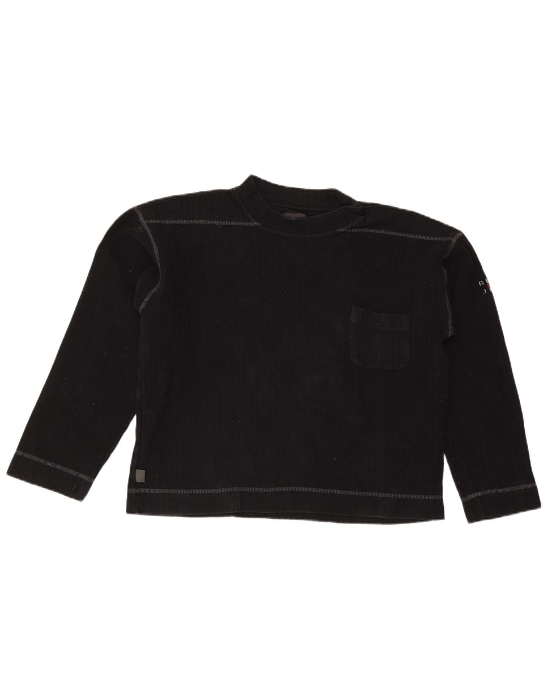 Guess Womens Top Long Sleeve UK 14 Medium Black Cotton