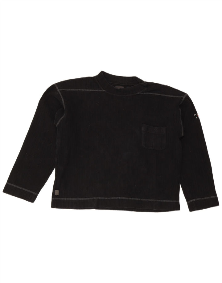 Guess Womens Top Long Sleeve UK 14 Medium Black Cotton