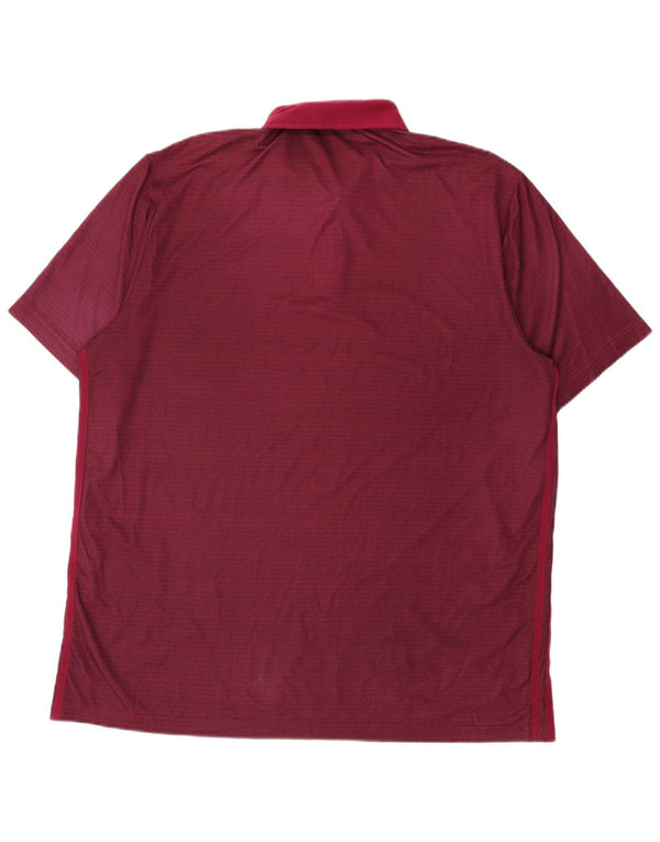 Adidas Mens Polo Shirt XL Burgundy Pinstripe Polyester