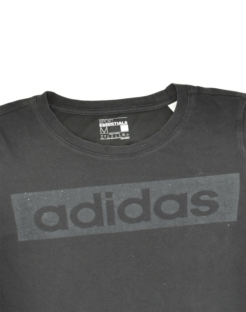 ADIDAS Womens Graphic T-Shirt Top UK 12/14 Medium Black Cotton | Vintage Adidas | Thrift | Second-Hand Adidas | Used Clothing | Messina Hembry 