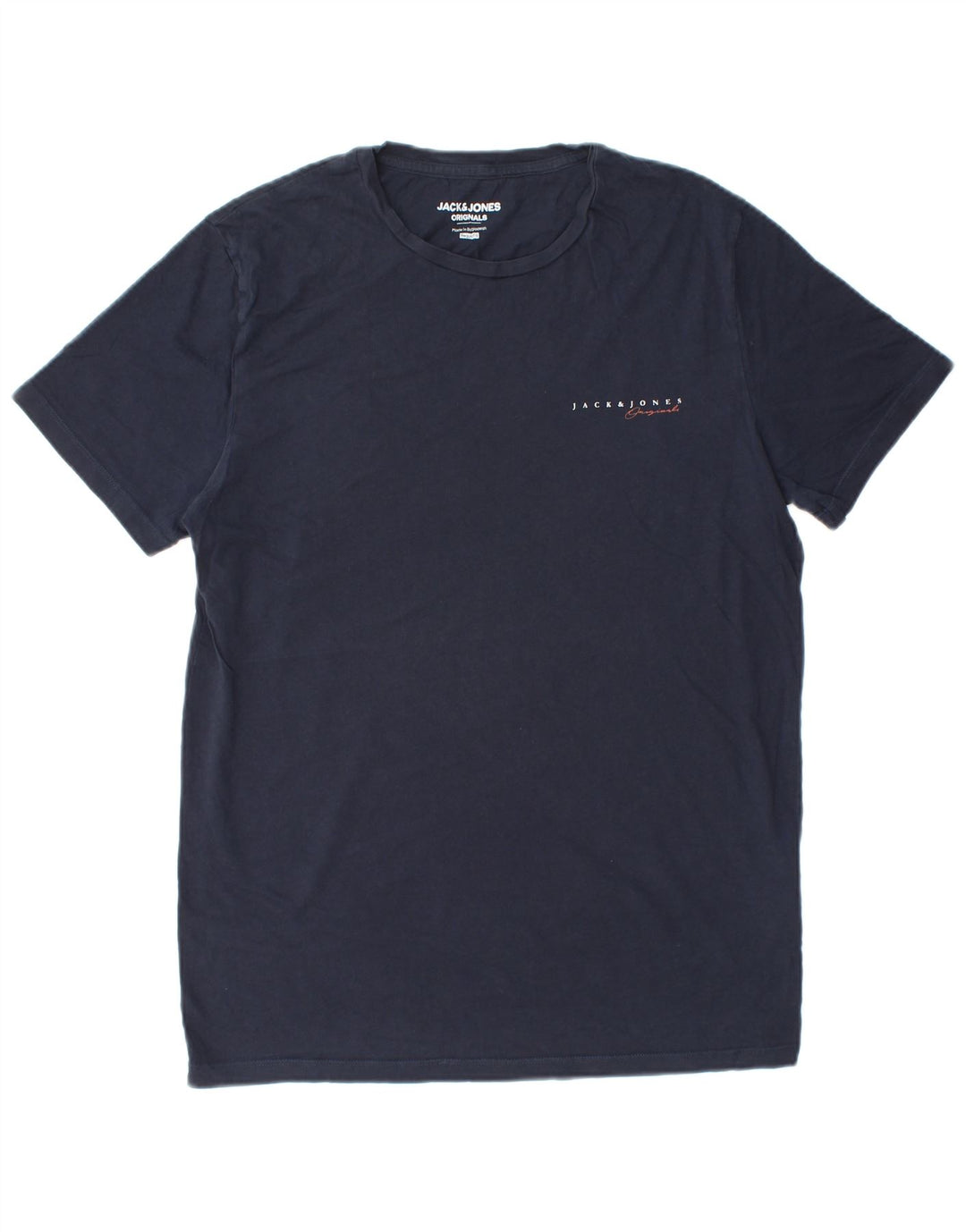 JACK & JONES Mens Regular Fit T-Shirt Top Large Navy Blue Cotton