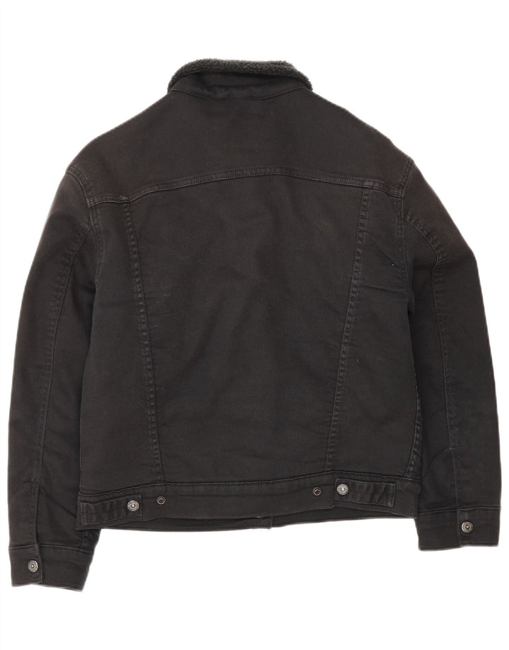 Levi's Womens Denim Sherpa Jacket UK 10 Small Black Cotton