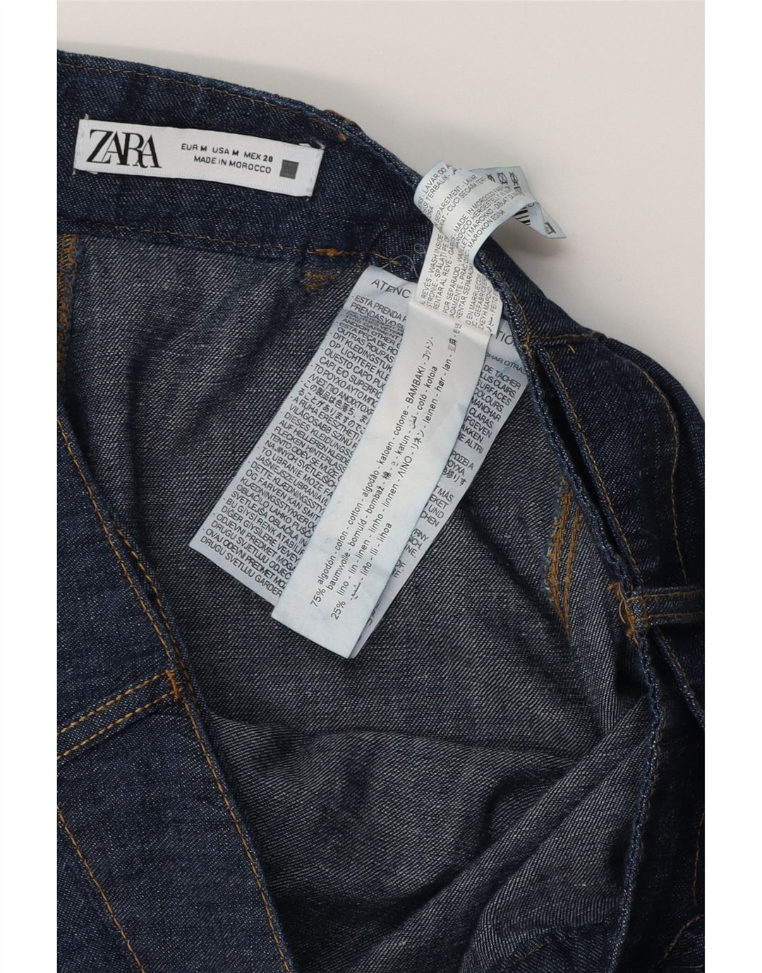 Zara Womens Midi Denim Skirt Medium W28  Blue Cotton