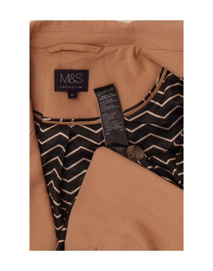 Marks & Spencer Womens 1 Button Blazer Jacket UK 12 Medium Brown Polyester