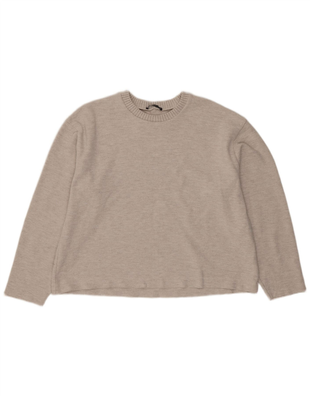 Zara Womens Crop Blouse Top UK 16 Large Beige Polyester