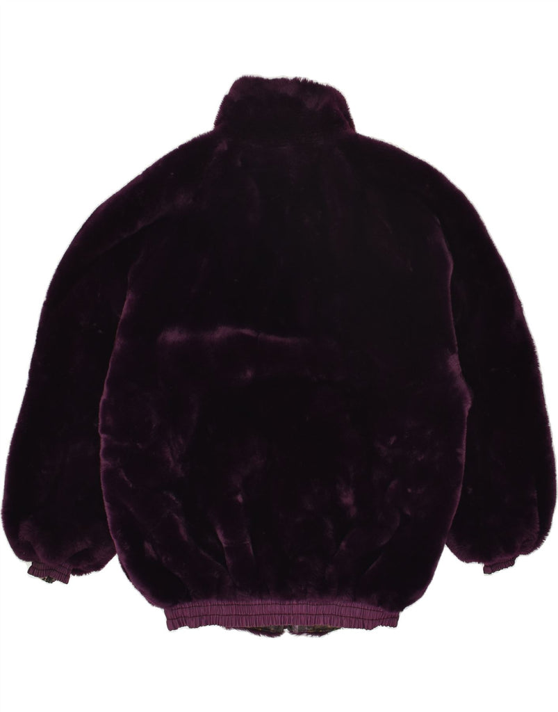 SPORTALM Womens Faux Fur Reversible Jacket UK 16 Large Purple Modacryl | Vintage Sportalm | Thrift | Second-Hand Sportalm | Used Clothing | Messina Hembry 