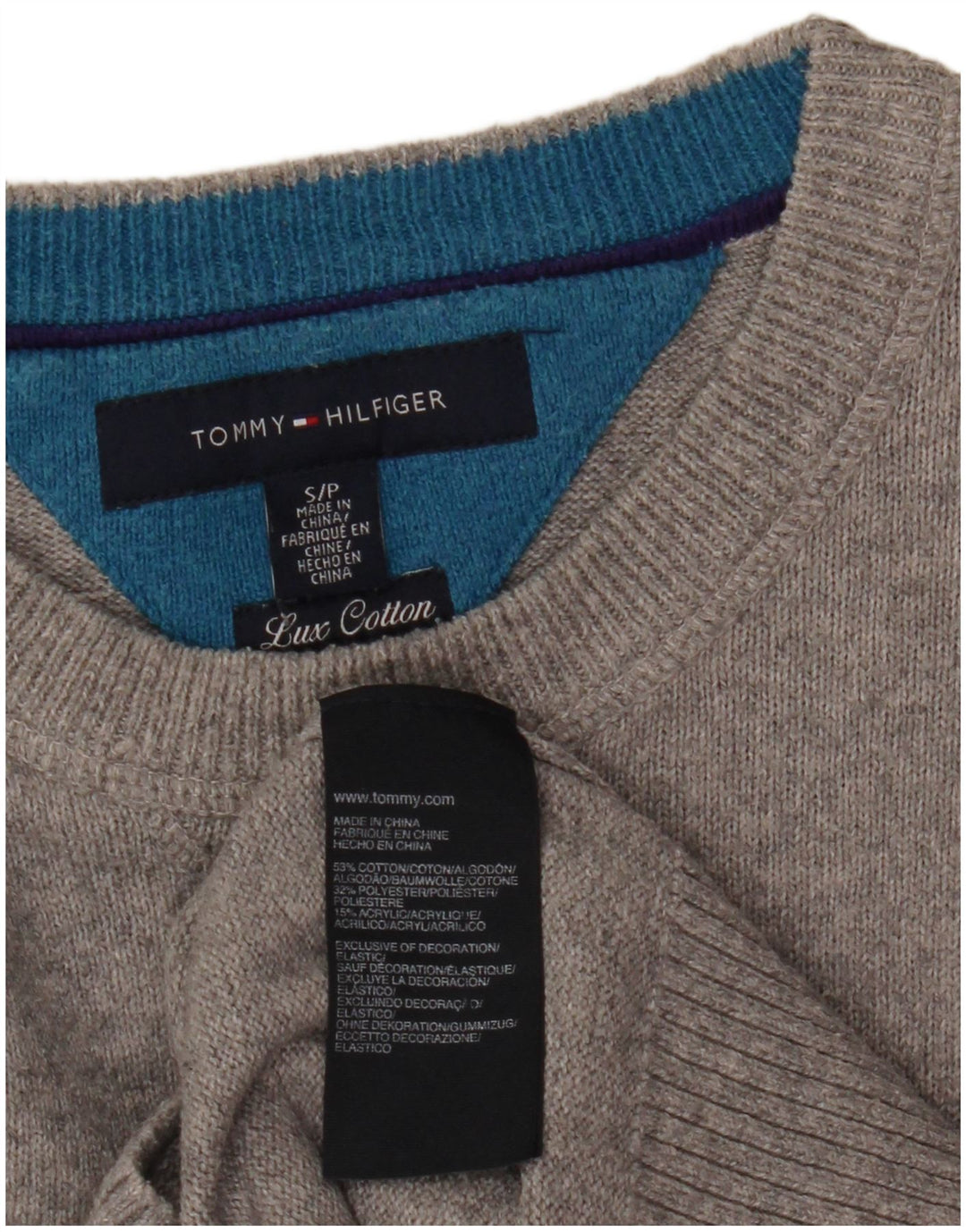 Tommy Hilfiger Mens Crew Neck Jumper Sweater Small Grey Cotton