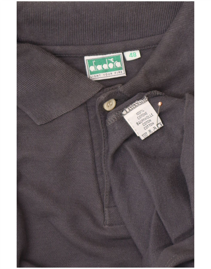 DIADORA Mens Long Sleeve Polo Shirt IT 48 Medium Grey Cotton