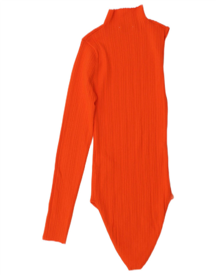 ZARA Womens One Shoulder Bodysuit UK 12 Medium Orange Nylon