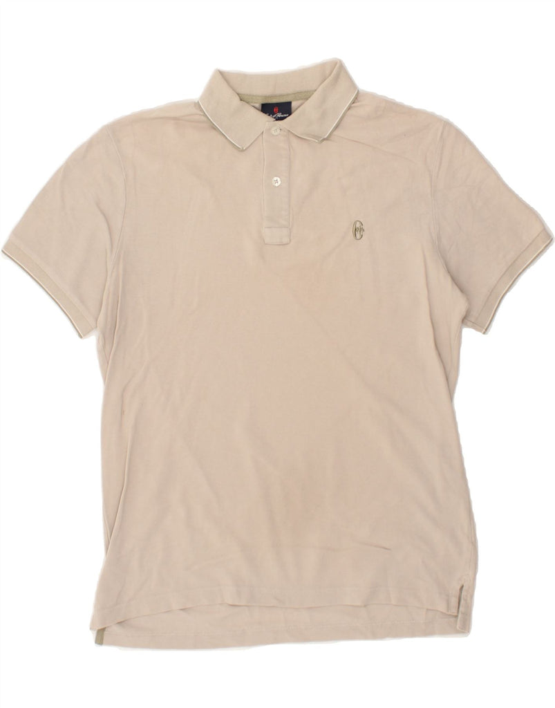 CONTE OF FLORENCE Mens Polo Shirt Large Beige Cotton | Vintage Conte of Florence | Thrift | Second-Hand Conte of Florence | Used Clothing | Messina Hembry 