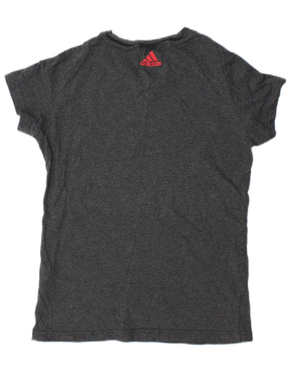 Adidas Womens Graphic T-Shirt Top UK 8/10 Small Grey Cotton