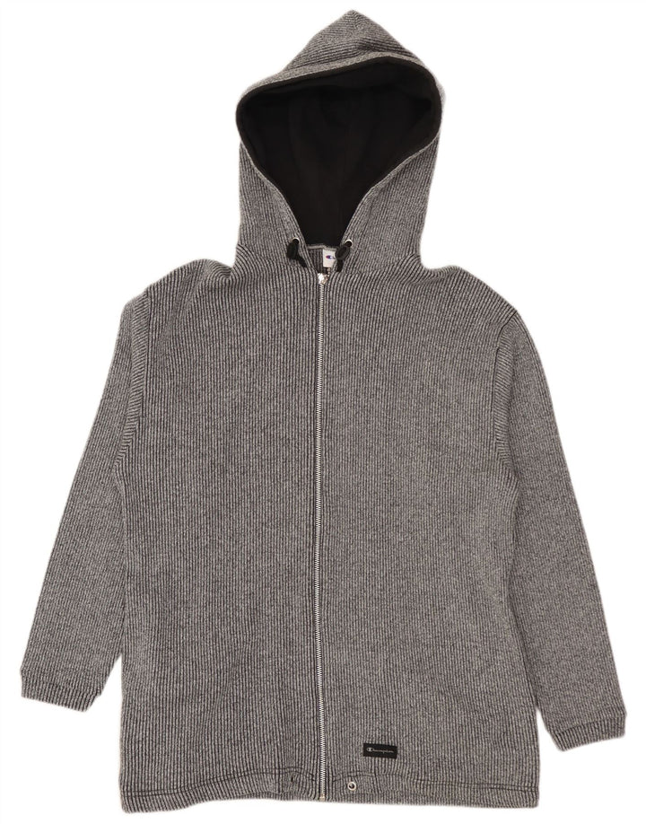 Champion Mens Zip Hoodie Sweater Medium Grey Cotton