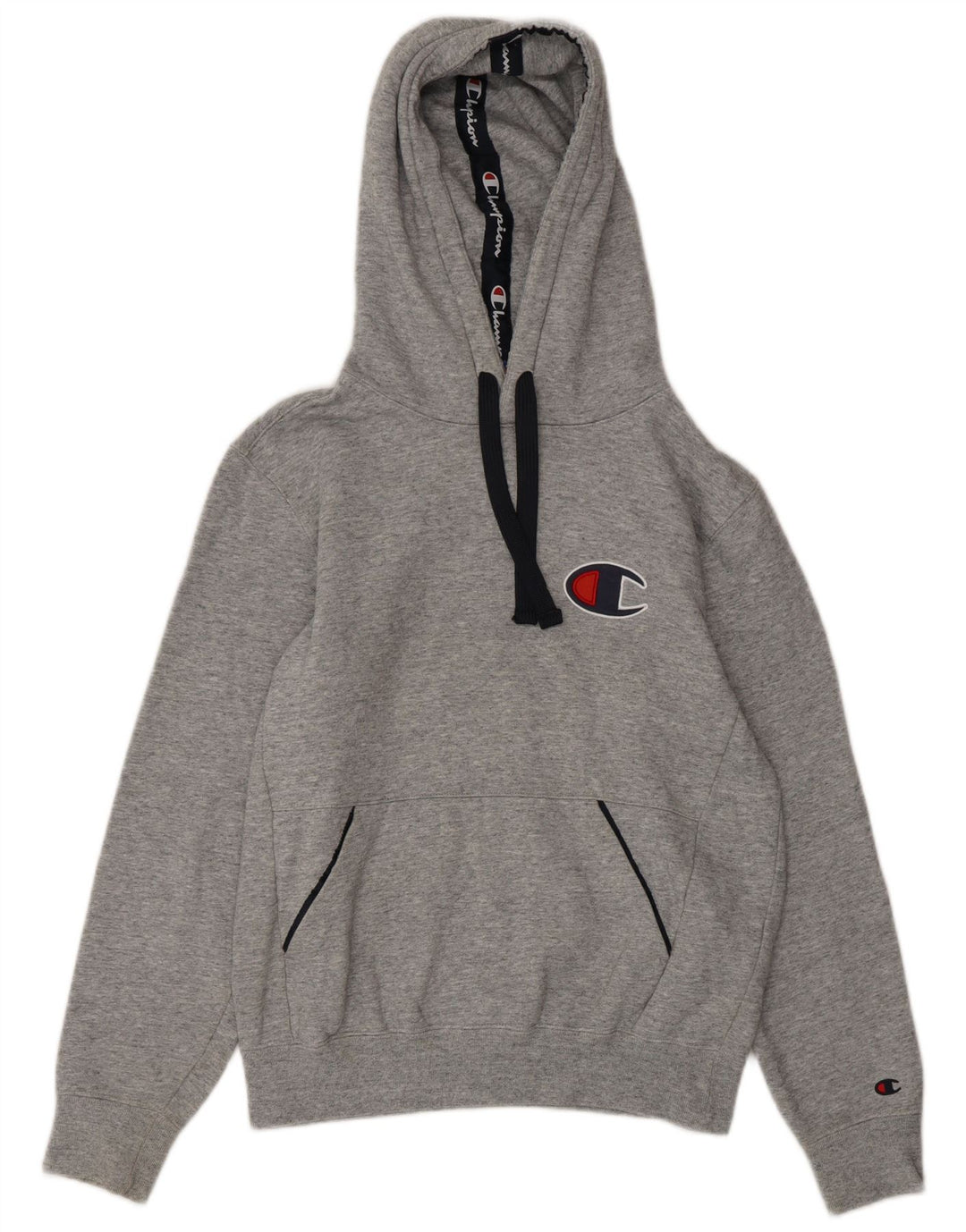 CHAMPION Mens Hoodie Jumper Small Grey Flecked Cotton