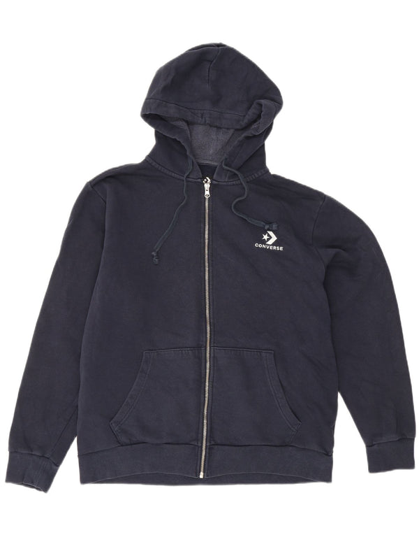 CONVERSE Mens Zip Hoodie Sweater Medium Navy Blue Cotton