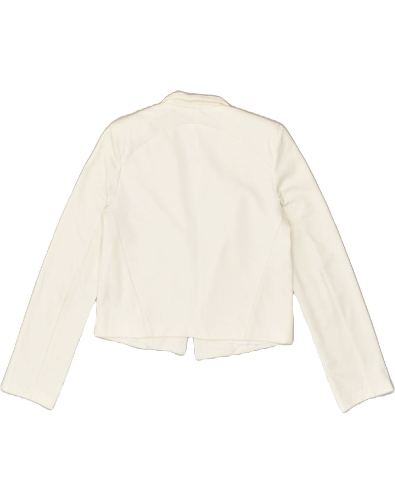 MOSSIMO Womens Crop Blazer Jacket UK 10 Small White Polyester | Vintage Mossimo | Thrift | Second-Hand Mossimo | Used Clothing | Messina Hembry 