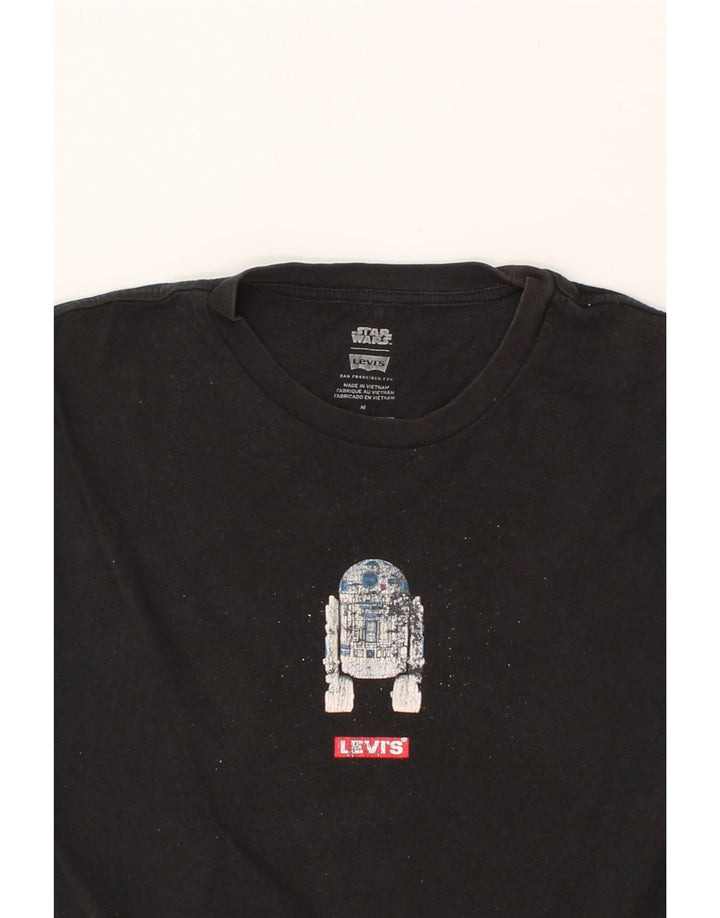 LEVI'S Mens Graphic T-Shirt Top Medium Black Vintage Levi's and Second-Hand Levi's from Messina Hembry 