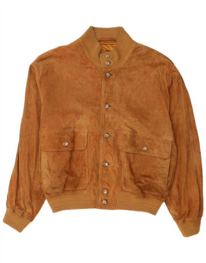 Vintage Mens Suede Bomber Jacket UK 40 Large Brown